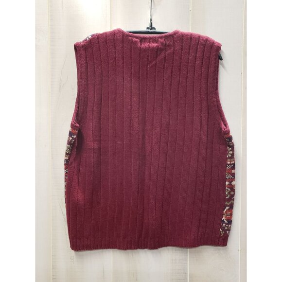 Carolyn Taylor Burgundy Fair Isle Sweater Vest, Large, Wool Blend, Made In Korea - Picture 4 of 5